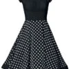 "Schulterfreies Swing-Kleid" Mittellanges Kleid Schwarz/weiß Von Belsira -Forbunrs Geschaft 495400a