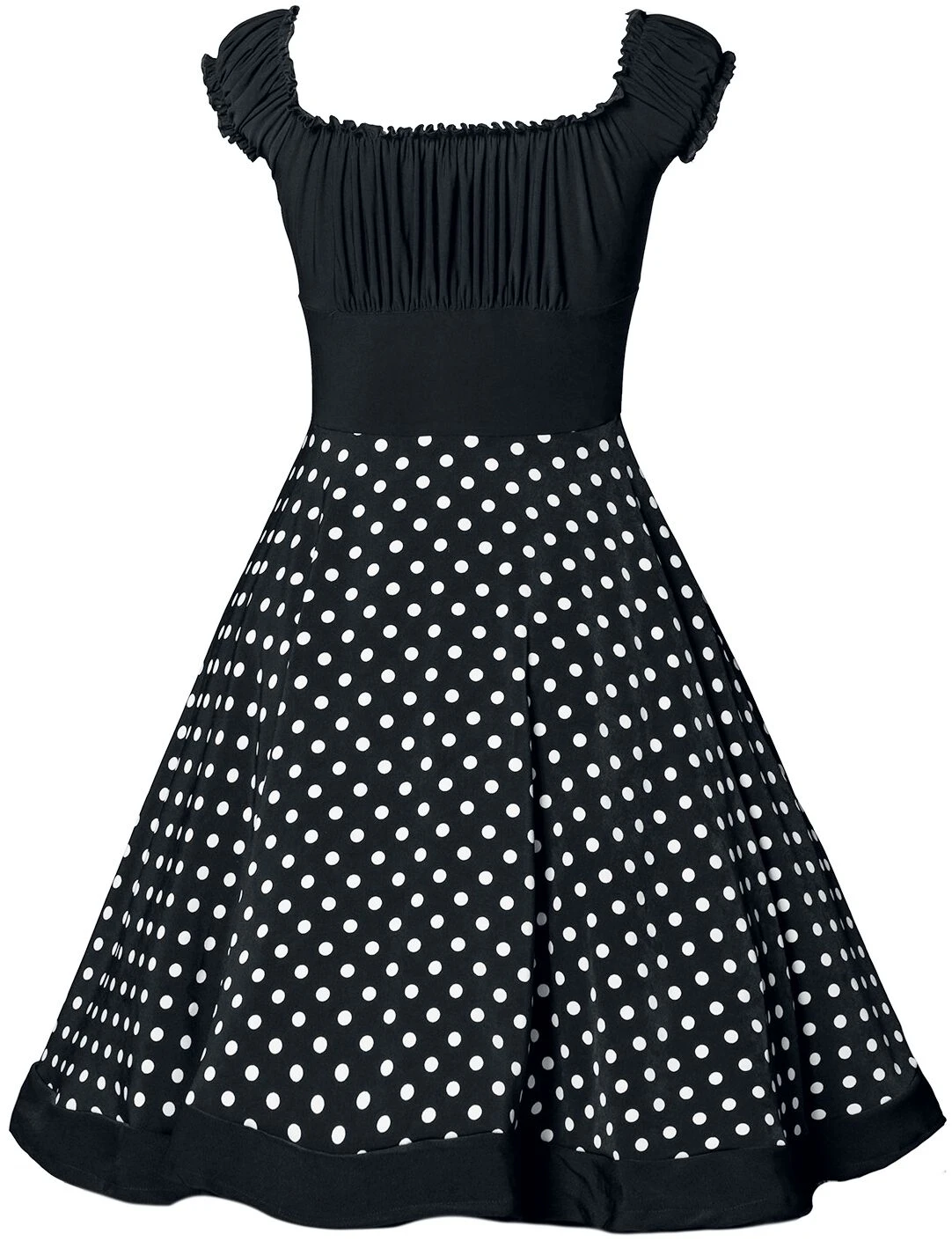 "Schulterfreies Swing-Kleid" Mittellanges Kleid Schwarz/weiß Von Belsira 4 "Schulterfreies Swing-Kleid" Mittellanges Kleid Schwarz/weiß Von Belsira – Bild 2