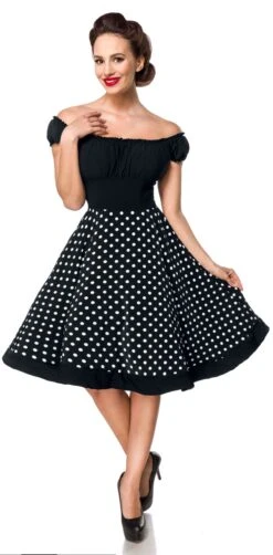 "Schulterfreies Swing-Kleid" Mittellanges Kleid Schwarz/weiß Von Belsira 11 "Schulterfreies Swing-Kleid" Mittellanges Kleid Schwarz/weiß Von Belsira -Forbunrs Geschaft 495400wa