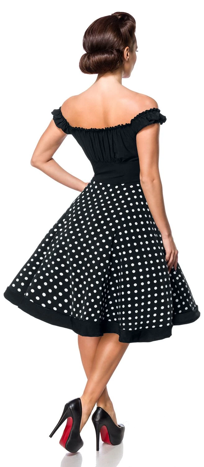 "Schulterfreies Swing-Kleid" Mittellanges Kleid Schwarz/weiß Von Belsira 7 "Schulterfreies Swing-Kleid" Mittellanges Kleid Schwarz/weiß Von Belsira – Bild 5