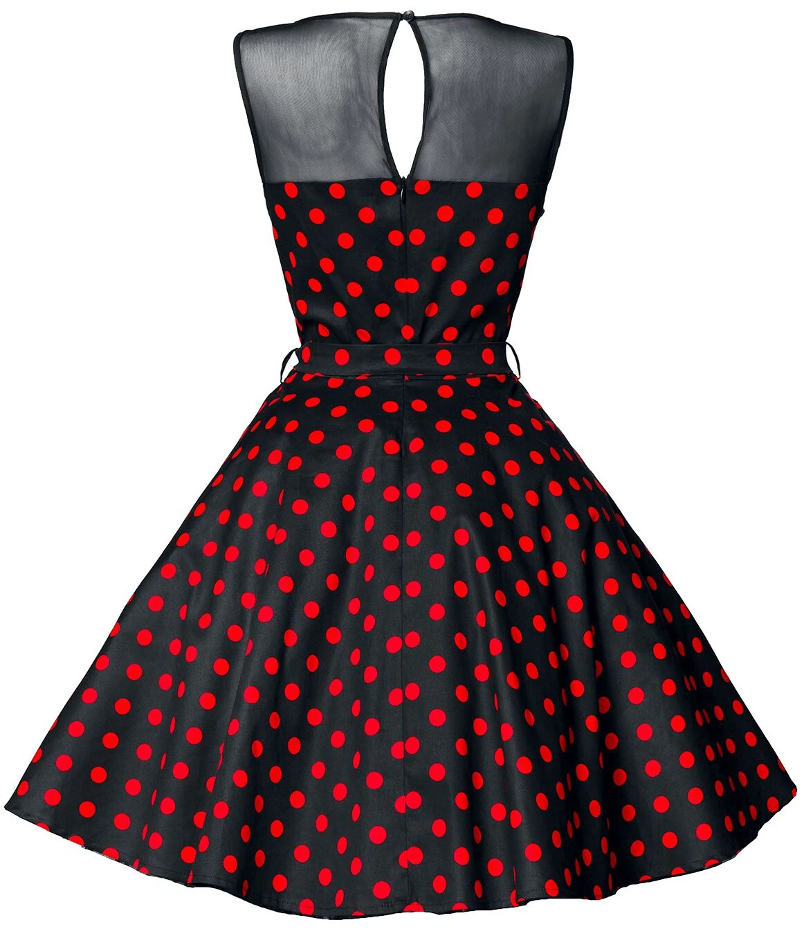 "Swing-Kleid Mit Mesheinsatz" Mittellanges Kleid Schwarz/rot Von Belsira 4 "Swing-Kleid Mit Mesheinsatz" Mittellanges Kleid Schwarz/rot Von Belsira – Bild 2