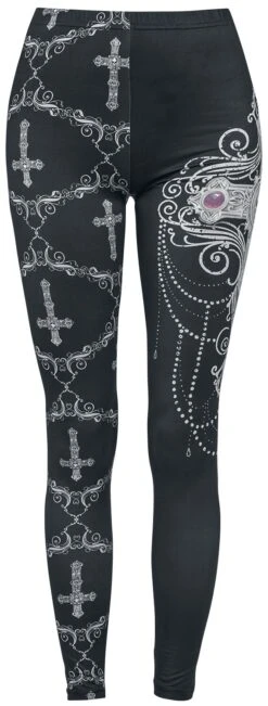 "Gothicana X Anne Stokes - Schwarze Leggings Mit Prints" Leggings Schwarz Von Gothicana By EMP