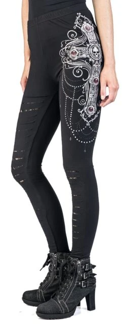 "Gothicana X Anne Stokes - Schwarze Leggings Mit Hinterlegten Cut-Outs Und Print" Leggings Schwarz Von Gothicana By EMP -Forbunrs Geschaft 496230wa2