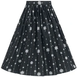 "Belle 50's Skirt" Mittellanger Rock Schwarz/weiß Von Hell Bunny