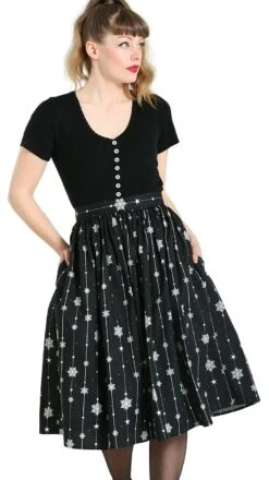 "Belle 50's Skirt" Mittellanger Rock Schwarz/weiß Von Hell Bunny -Forbunrs Geschaft 498796wa