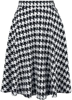 "Blake Skirt" Mittellanger Rock Schwarz/weiß Von Hell Bunny