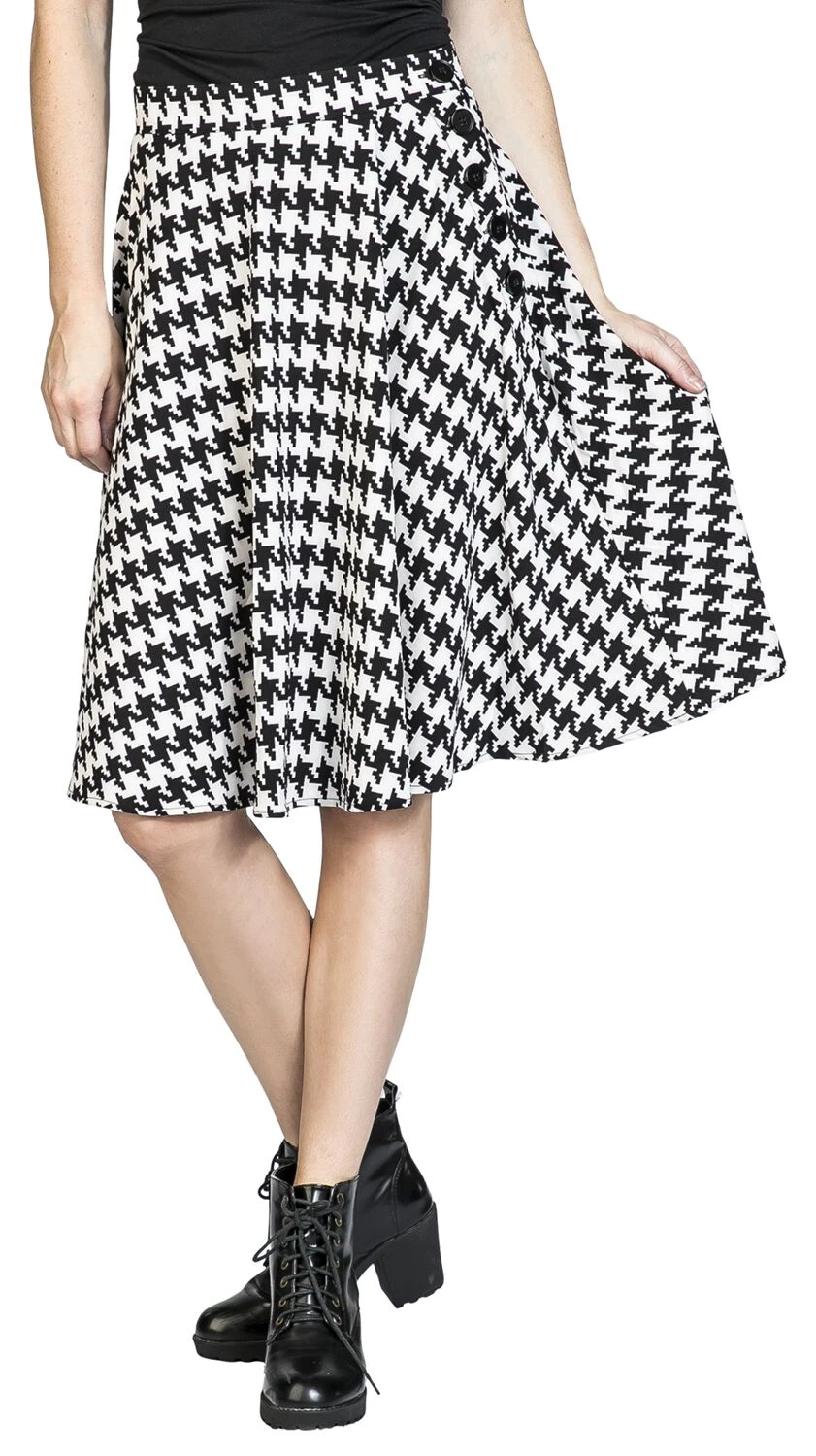 "Blake Skirt" Mittellanger Rock Schwarz/weiß Von Hell Bunny 6 "Blake Skirt" Mittellanger Rock Schwarz/weiß Von Hell Bunny – Bild 4