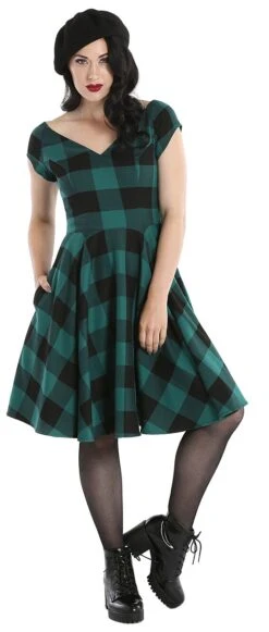 "Teen Spirit Mid Dress" Mittellanges Kleid Grün/schwarz Von Hell Bunny 10 "Teen Spirit Mid Dress" Mittellanges Kleid Grün/schwarz Von Hell Bunny -Forbunrs Geschaft 498865wa