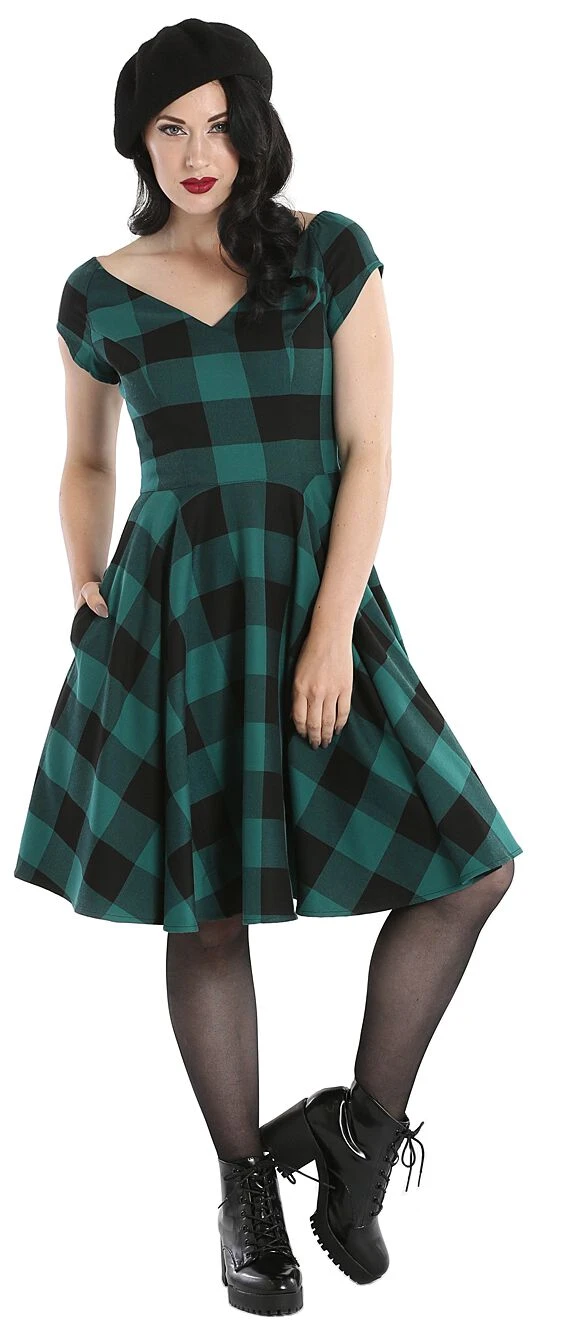 "Teen Spirit Mid Dress" Mittellanges Kleid Grün/schwarz Von Hell Bunny 6 "Teen Spirit Mid Dress" Mittellanges Kleid Grün/schwarz Von Hell Bunny – Bild 4