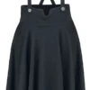 "Toyin Black Herringbone Overall Skirt" Mittellanger Rock Schwarz Von Voodoo Vixen
