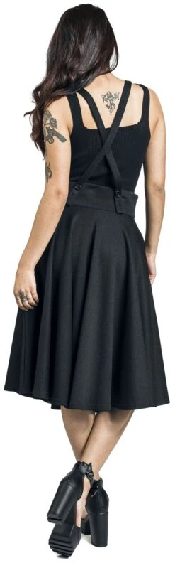 "Toyin Black Herringbone Overall Skirt" Mittellanger Rock Schwarz Von Voodoo Vixen -Forbunrs Geschaft 509201wb