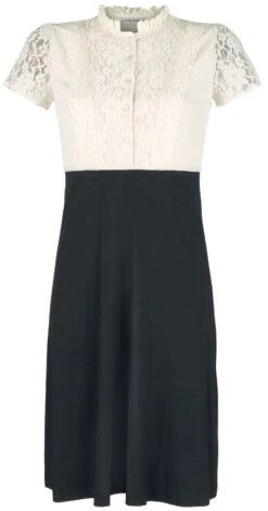 "Cappucine Lace Dress" Mittellanges Kleid Creme/schwarz Von Vive Maria