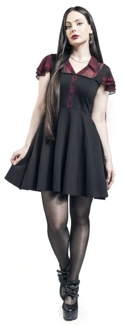 "Layer-Look Kleid Mit Karierter Bluse" Kurzes Kleid Rot/schwarz Von Rock Rebel By EMP -Forbunrs Geschaft 519823wa