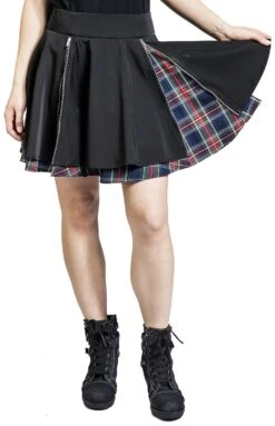 "Doppellagiger Rock Mit Reißverschlüssen" Kurzer Rock Schwarz/rot Von Rock Rebel By EMP -Forbunrs Geschaft 519826wa2