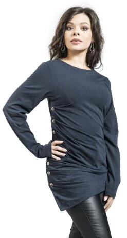 "Langarmshirt Mit Raffungen" Langarmshirt Dunkelblau Von Black Premium By EMP -Forbunrs Geschaft 520171wa