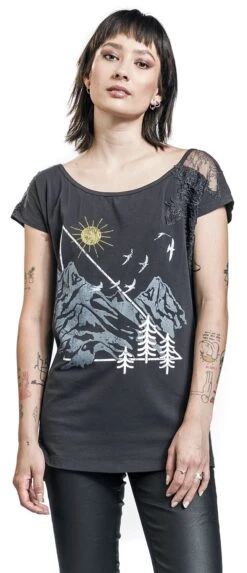 "T-Shirt Mit Wood Print" T-Shirt Dunkelblau Von RED By EMP -Forbunrs Geschaft 520251wa