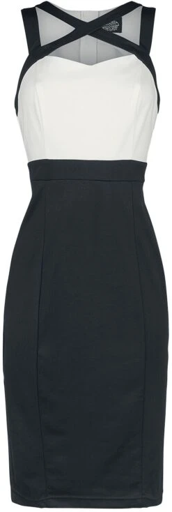 "Tamika Two Tone Wiggle Dress" Mittellanges Kleid Schwarz/weiß Von H&R London