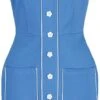 "Flower Button Dress" Kurzes Kleid Blau Von Voodoo Vixen 1 "Flower Button Dress" Kurzes Kleid Blau Von Voodoo Vixen -Forbunrs Geschaft 521393a