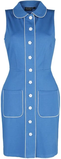 "Flower Button Dress" Kurzes Kleid Blau Von Voodoo Vixen