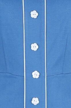 "Flower Button Dress" Kurzes Kleid Blau Von Voodoo Vixen -Forbunrs Geschaft 521393d