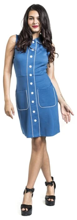 "Flower Button Dress" Kurzes Kleid Blau Von Voodoo Vixen -Forbunrs Geschaft 521393wa