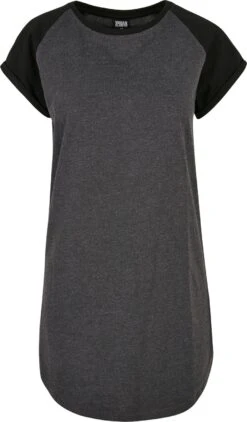 "Ladies Contrast Raglan Tee Dress" Kurzes Kleid Schwarz/grau Von Urban Classics