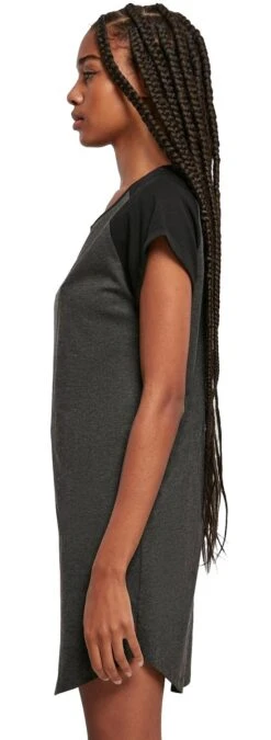"Ladies Contrast Raglan Tee Dress" Kurzes Kleid Schwarz/grau Von Urban Classics -Forbunrs Geschaft 522099wc