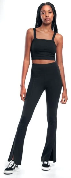 "Ladies Organic Stretch Jersey Front Slit Leggings" Leggings Schwarz Von Urban Classics -Forbunrs Geschaft 522807wa