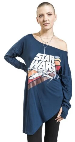 "Retro - 77" Langarmshirt Blau Von Star Wars -Forbunrs Geschaft 524383wa