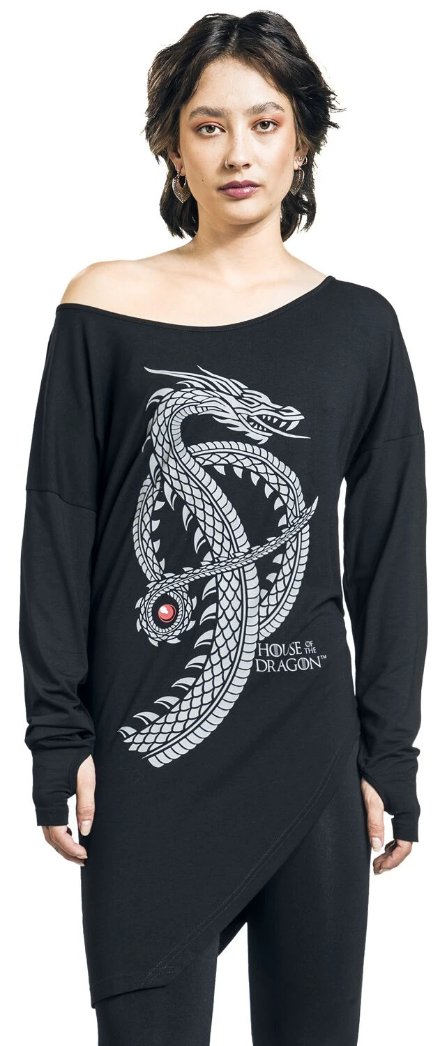 "House Of The Dragon - Fear The Dragon" Langarmshirt Schwarz Von Game Of Thrones 6 "House Of The Dragon - Fear The Dragon" Langarmshirt Schwarz Von Game Of Thrones – Bild 5