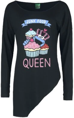 "Junk Food Queen" Langarmshirt Schwarz Von Sesamstraße -Forbunrs Geschaft 526298c