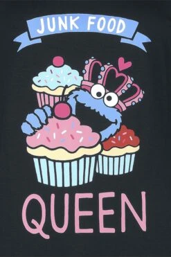 "Junk Food Queen" Langarmshirt Schwarz Von Sesamstraße -Forbunrs Geschaft 526298d