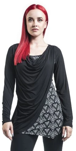 "Gothicana X Anne Stokes - Longsleeve Im Doublelayer Look" Langarmshirt Schwarz Von Gothicana By EMP -Forbunrs Geschaft 526332wa