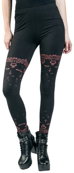 "Leggings Mit Coffin And Bat Print" Leggings Schwarz Von Gothicana By EMP -Forbunrs Geschaft 527521wa