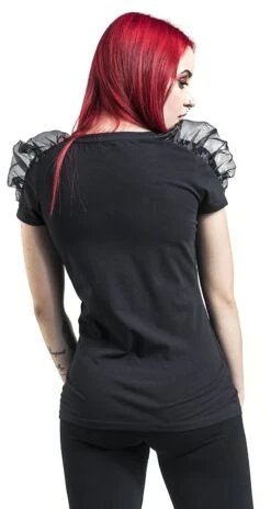 "T-Shirt Mit Raffung Und Mystischem Print" T-Shirt Schwarz Von Gothicana By EMP -Forbunrs Geschaft 528643wb