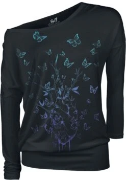 "Langarmshirt Mit Schmetterlingsprint" Langarmshirt Schwarz Von Full Volume By EMP
