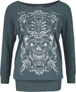 "Longsleeve Mit Totenkopf" Langarmshirt Grau Von Rock Rebel By EMP -Forbunrs Geschaft 529153c