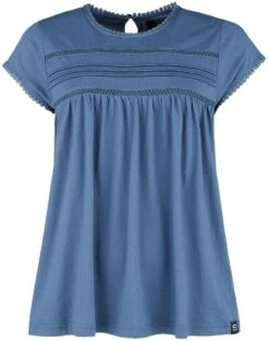 "T-Shirt Mit Bordüre Und Knopfverschluss" T-Shirt Blau Von RED By EMP