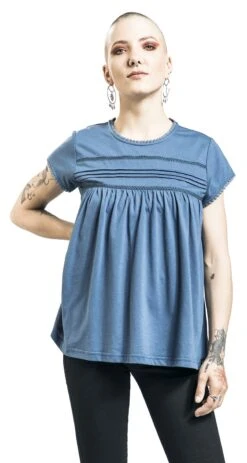 "T-Shirt Mit Bordüre Und Knopfverschluss" T-Shirt Blau Von RED By EMP -Forbunrs Geschaft 529174wa