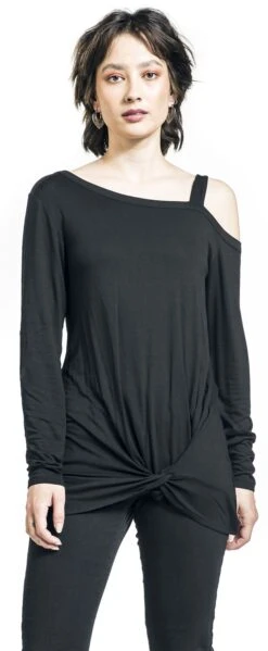 "Longsleeve Mit Knotendetail" Langarmshirt Schwarz Von RED By EMP -Forbunrs Geschaft 529457wa