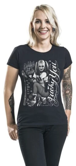 "Lucky You" T-Shirt Schwarz Von Suicide Squad -Forbunrs Geschaft 533519wa