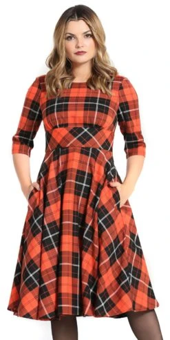 "Clementine 50s Dress" Mittellanges Kleid Schwarz/orange Von Hell Bunny -Forbunrs Geschaft 533633wa