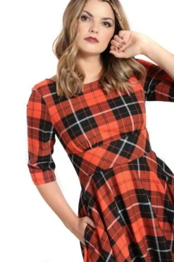 "Clementine 50s Dress" Mittellanges Kleid Schwarz/orange Von Hell Bunny -Forbunrs Geschaft 533633wd