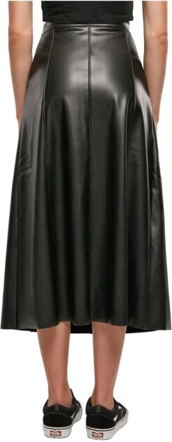 "Ladies Synthetic Leather Midi Skirt" Langer Rock Schwarz Von Urban Classics -Forbunrs Geschaft 533872wb
