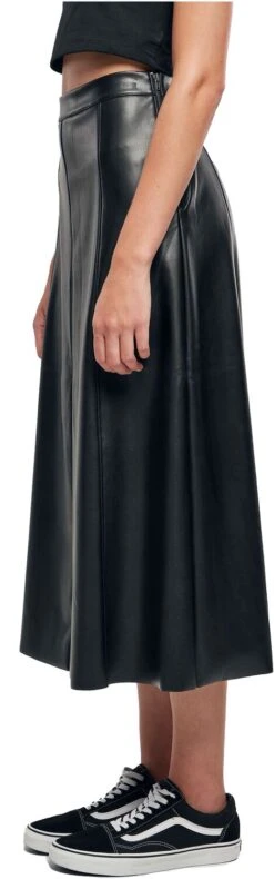 "Ladies Synthetic Leather Midi Skirt" Langer Rock Schwarz Von Urban Classics -Forbunrs Geschaft 533872wc