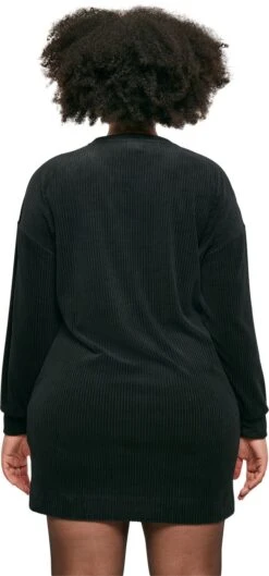 "Ladies Velvet Rib Crew Dress" Kurzes Kleid Schwarz Von Urban Classics -Forbunrs Geschaft 533880wd