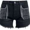 "Schwarze Shorts Mit Strassstein- Applikation" Short Schwarz Von Rock Rebel By EMP -Forbunrs Geschaft 534009a