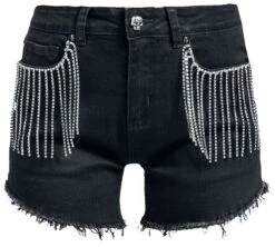 "Schwarze Shorts Mit Strassstein- Applikation" Short Schwarz Von Rock Rebel By EMP