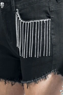 "Schwarze Shorts Mit Strassstein- Applikation" Short Schwarz Von Rock Rebel By EMP -Forbunrs Geschaft 534009d
