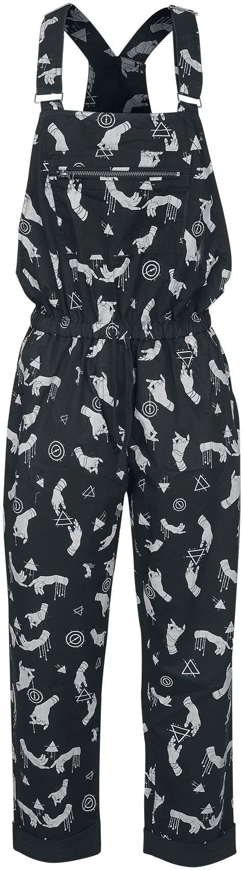 "Latzhose Mit Alloverprint" Latzhose Schwarz Von Gothicana By EMP 3 "Latzhose Mit Alloverprint" Latzhose Schwarz Von Gothicana By EMP